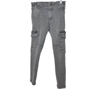 ZARA Girls 7 Cargo Skinny Jeans Gray Stretch Denim ⚠️ Zipper Doesn’t Always Zip